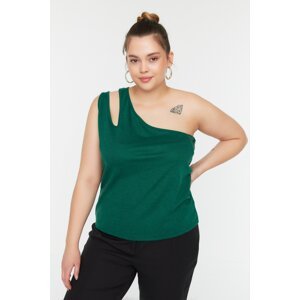 Trendyol Curve Green One Shoulder Cutout Detailed Knitted Blouse