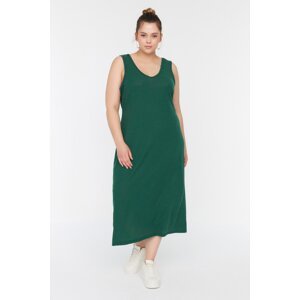 Trendyol Curve Green Knitted V-Neck Dress