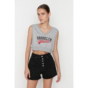 Trendyol Black High Waist Denim Shorts With Buttons