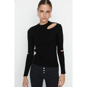 Trendyol Black Cut Out Detailed Knitwear Sweater