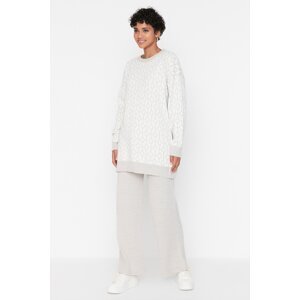 Trendyol Beige Geometric Pattern Sweater-Pants Knitwear Set