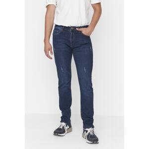 Trendyol Men's Blue Flexible Fabric Scratched Destroyed Slim Fit Jeans Jeans