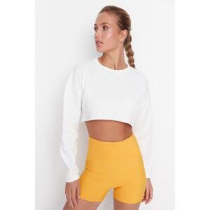 Trendyol Ecru Super Crop Fleece Sportswear Sweatshirt