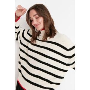 Trendyol Ecru Wide Pattern Striped Knitwear Sweater