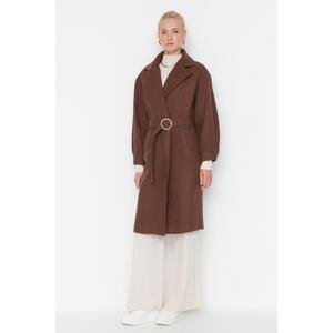 Trendyol Belted Brown Long Wool Cachet Coat
