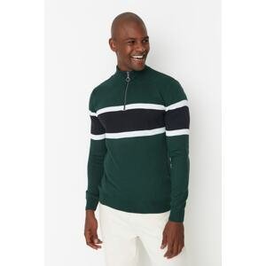 Trendyol Emerald Men's Slim Fit Half Turtleneck Zipper Sweater