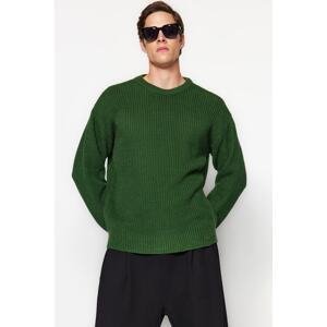 Trendyol Khaki Men's Oversize Fit Wide fit Crew neck Basic Knitwear Sweater.