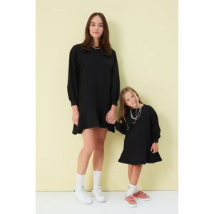 Trendyol Black Knitted Mini Dress with Ruffles