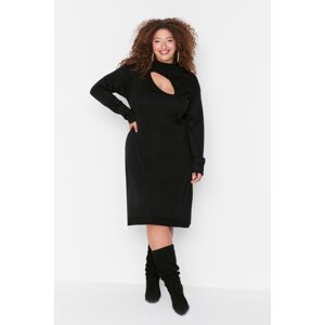 Trendyol Curve Black Stand-Up Collar Cut Out Detailed Sweater Dress