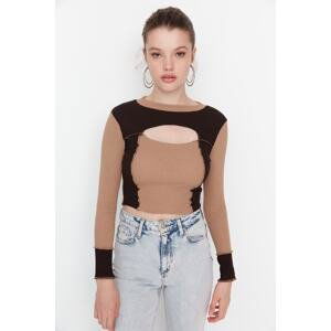 Trendyol Mink Cut Out Detailed Corduroy Blouse