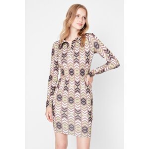 Trendyol Khaki Printed Scuba Knitted Dress