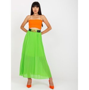 Světle zelená plisovaná sukně s maxi délkou