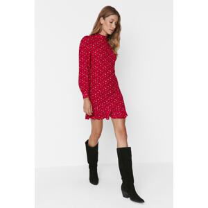 Trendyol Red High Collar Flounced Mini Woven Dress