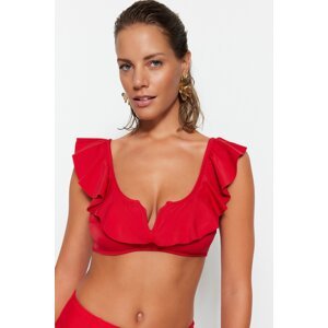 Trendyol Red Bralette Frilly Bikini Top