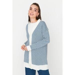 Trendyol Blue Striped Knitwear Cardigan