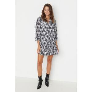 Trendyol Black Collar Detailed Printed Woven Dress