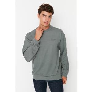 Trendyol Mint Men's Relaxed Fit/Comfortable fit Crew Neck Minimal Text Printed Sweatshirt.