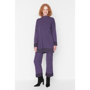 Trendyol Purple Stripe Detailed Sweater-Pants Knitwear Set