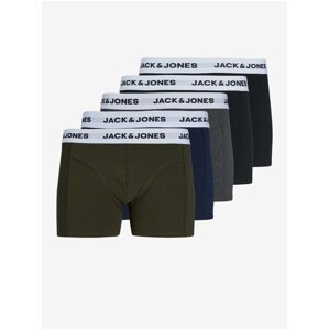 Jack & Jones Sada pěti boxerek v khaki, modré, šedé a černé barvě Jack & Jone - Pánské