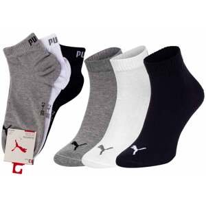 Sada tří párů ponožek v šedé, bílé a černé barvě Puma