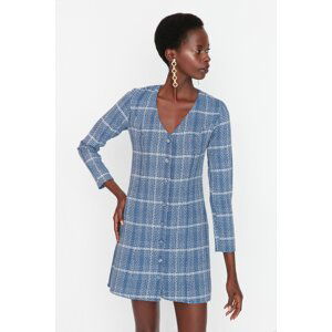 Trendyol Blue Tweed Jacket Woven Dress