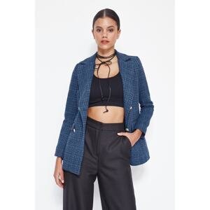 Trendyol Tweed Blazer Jacket With Indigo Woven Lining