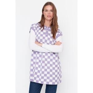 Trendyol Purple Checkerboard Pattern Knitwear Sweater