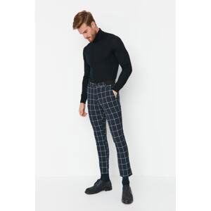 Trendyol Navy Blue Men's Slim Fit Chino Pockets Plaid Trousers