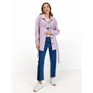 Světle fialová košilová zimní bunda s třásněmi ORSAY - Dámské