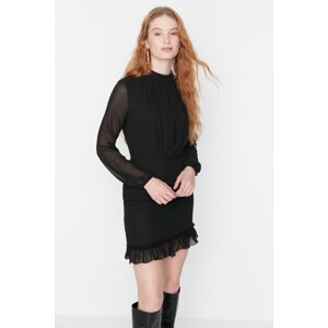 Trendyol Black Mini Fitted Lined Chiffon Woven Dress
