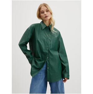 Zelená dámská koženková košile ONLY Mia - Dámské