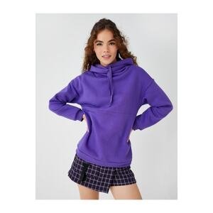 Koton Oversized Hoodie, Basic Sweatshirt with Fleece Inside.
