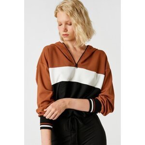 Koton Women's Color Block Half-Zip Sweatshirt