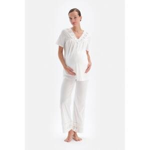 Dagi White Modal Maternity Pajama Pants