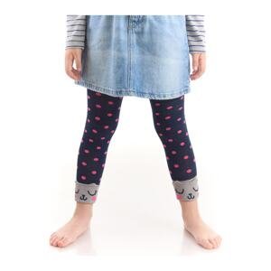 Denokids Cat Polka Dot Girl Child Navy Blue Polka Dot Sock Leggings.