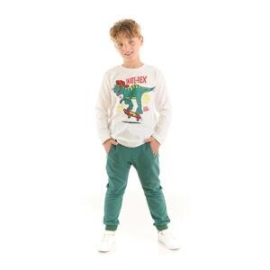 Denokids Skate-rex Boys White T-shirt and Khaki Pants Suit