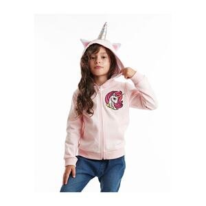 Denokids Unicorn Girls' Pink Hoodie with Zipper Sweatshirt.