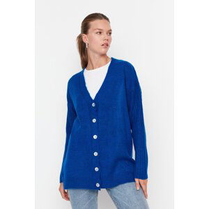 Trendyol Navy Blue V-Neck Soft Knitwear Cardigan with Buttons