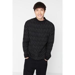 Trendyol Black Men's Oversize Fit Wide Fit Half Turtleneck Knitted Knitwear Sweater