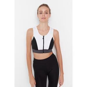 Trendyol White Color Block Support/Shaping Zipper Knitted Sports Bra