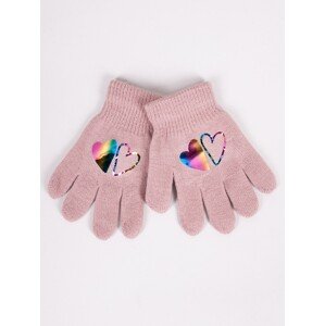 Yoclub Kids's Girls' Five-Finger Gloves With Hologram RED-0068G-AA50-002