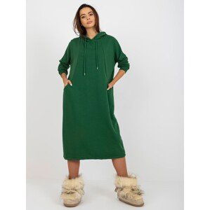 Tmavě zelené midi sportovní basic oversize šaty