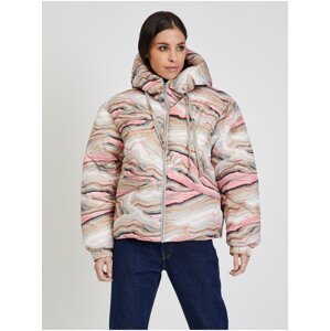 Růžovo-béžová dámská vzorovaná zimní prošívaná bunda Tom Tailor  - Dámské