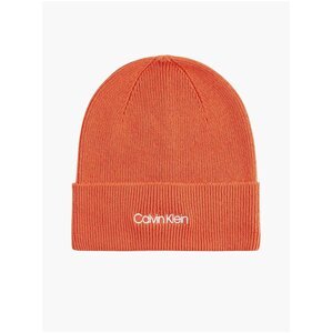 Oranžová dámská zimní čepice s příměsí vlny Calvin Klein - Dámské