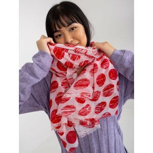 Červený dámský šátek s puntíky a flitry