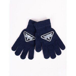 Yoclub Kids's Boys' Five-Finger Gloves RED-0233C-AA5B-003 Navy Blue