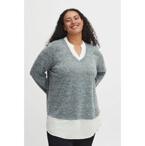 Šedý dámský žíhaný svetr s košilovou vsadkou Fransa - Dámské