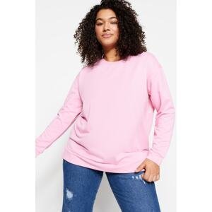 Trendyol Curve Pink Slit Detailed Knitted Thin Sweatshirt