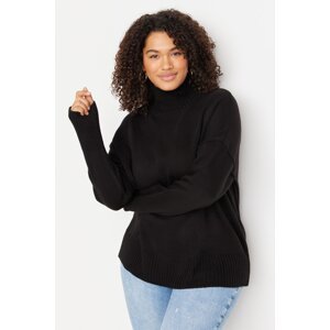 Trendyol Curve Black Turtleneck Off Shoulder Knitwear Sweater