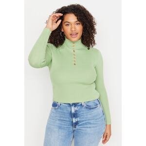 Trendyol Curve Green Stand Up Collar Knitwear Blouse